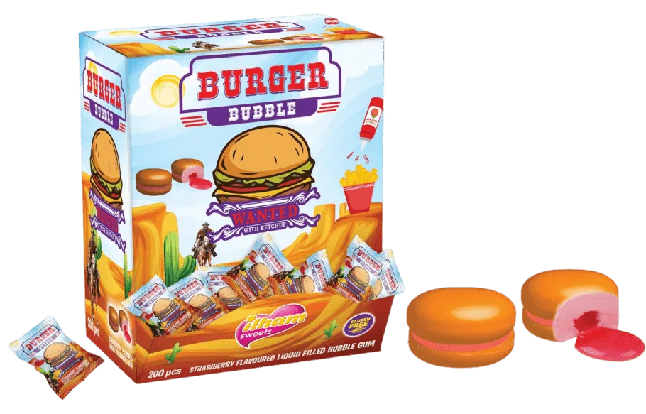 Ilham Burger with Filling Tongue Painter Bubble Gum