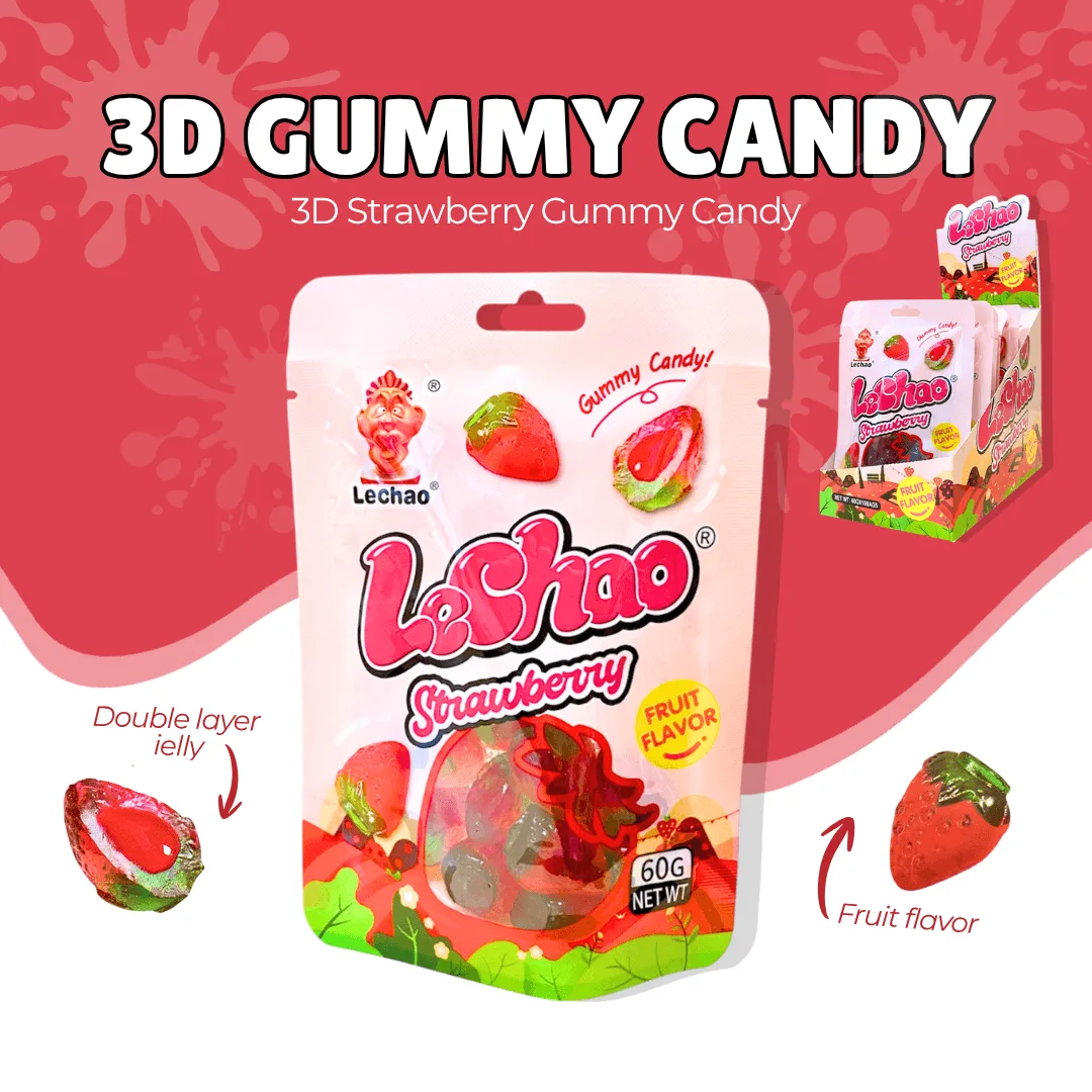 3D Strawberry Gummy Candy Featured Product Visual