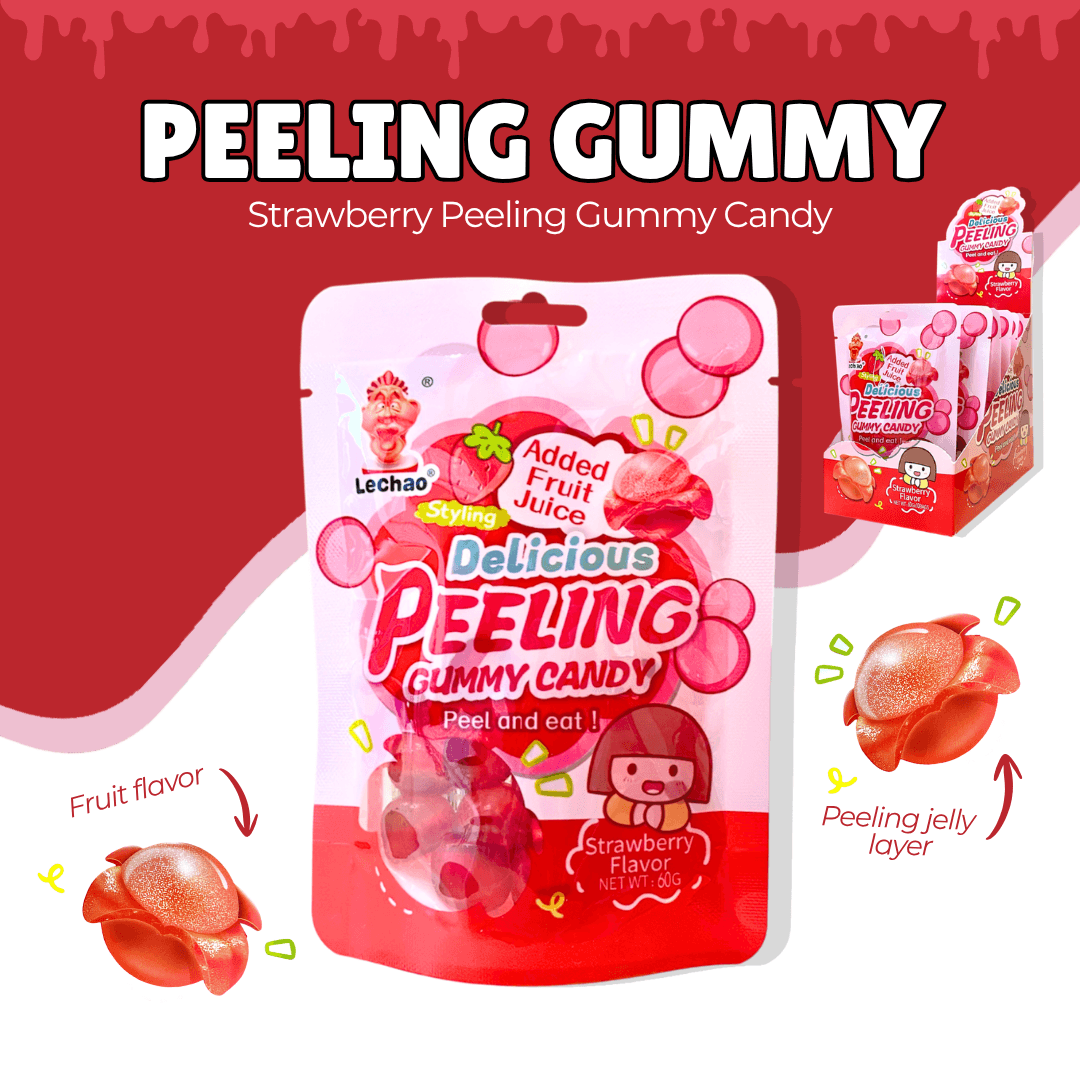 Peeling Strawberry Gummy Candy Featured Product Visual