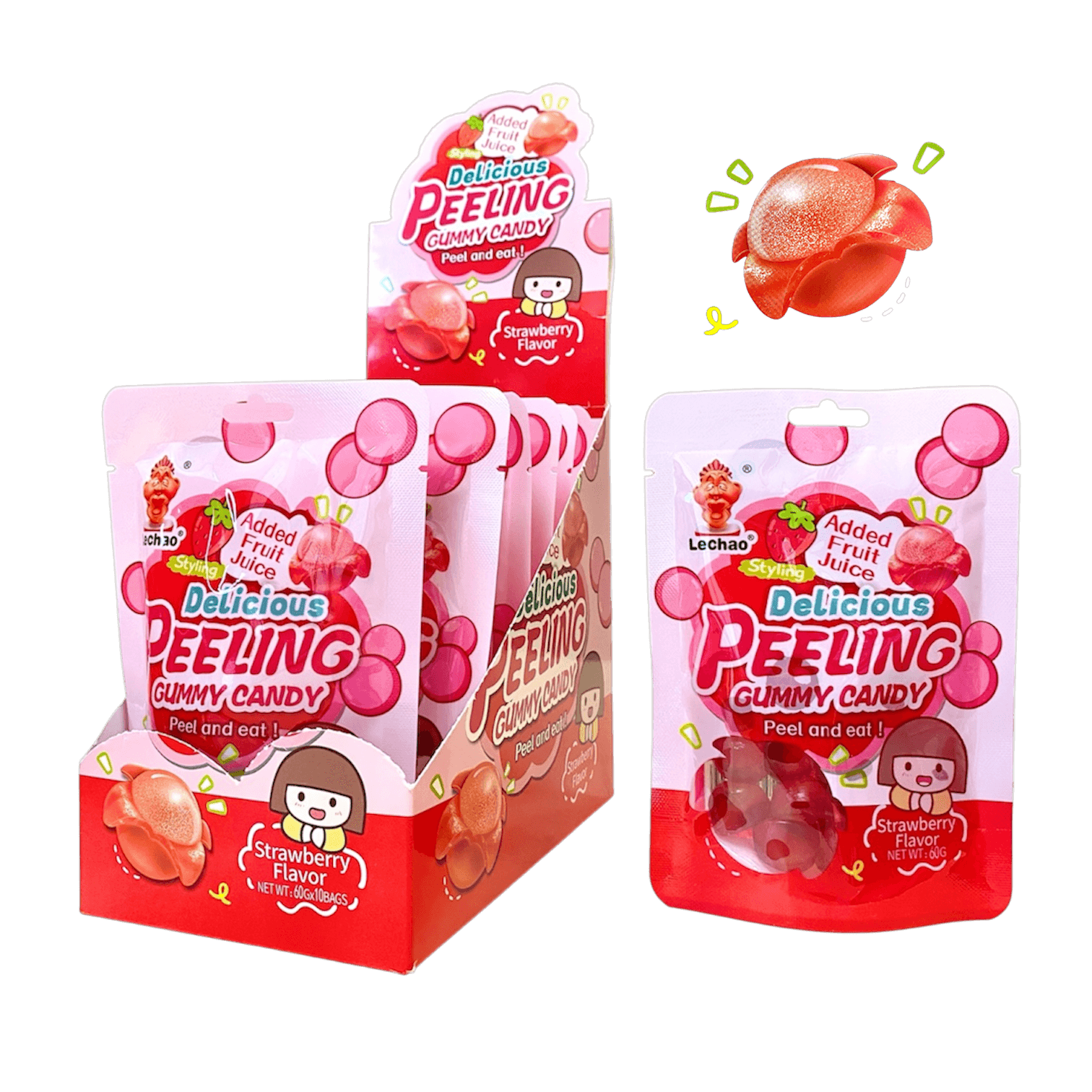 Peeling Gummy Candy Strawberry 60gr
