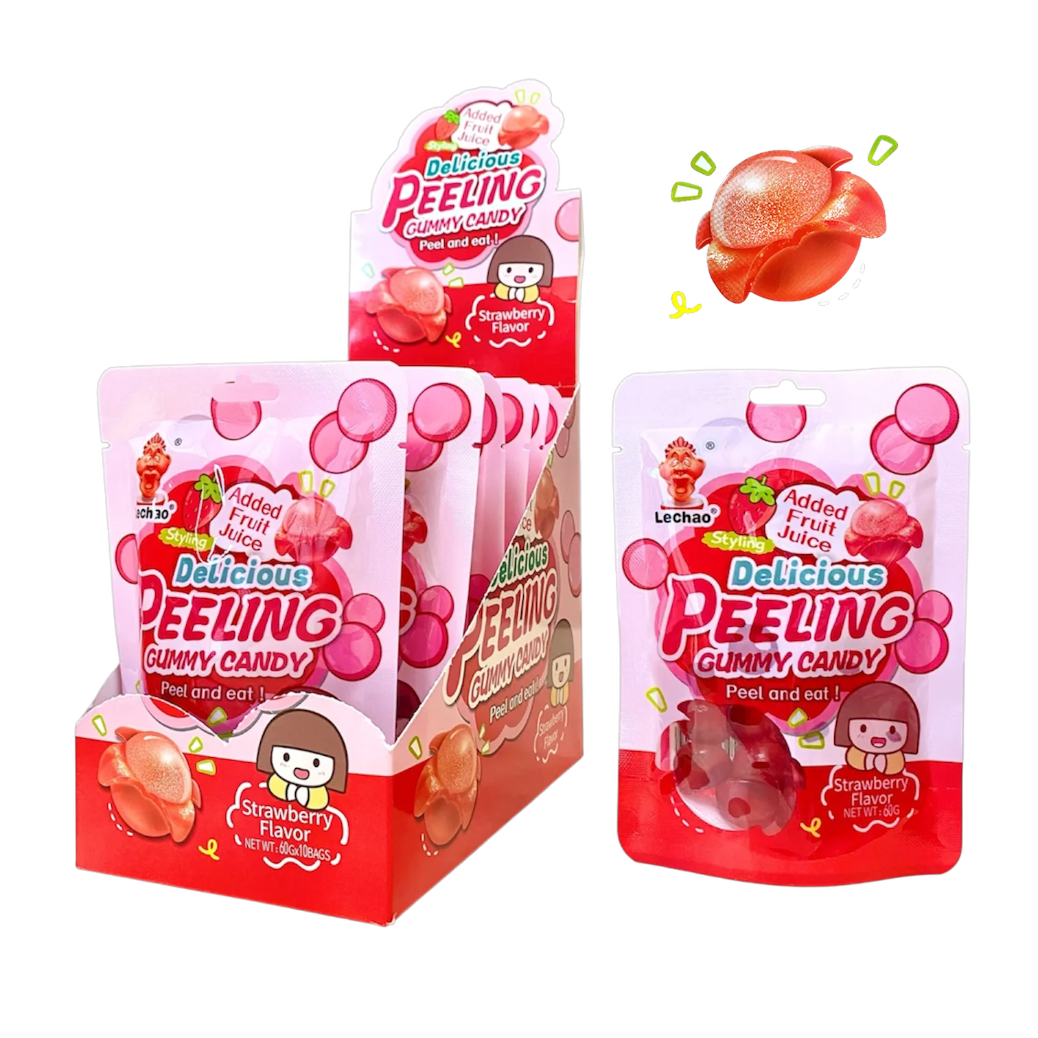 Peeling Gummy Candy Strawberry 60gr