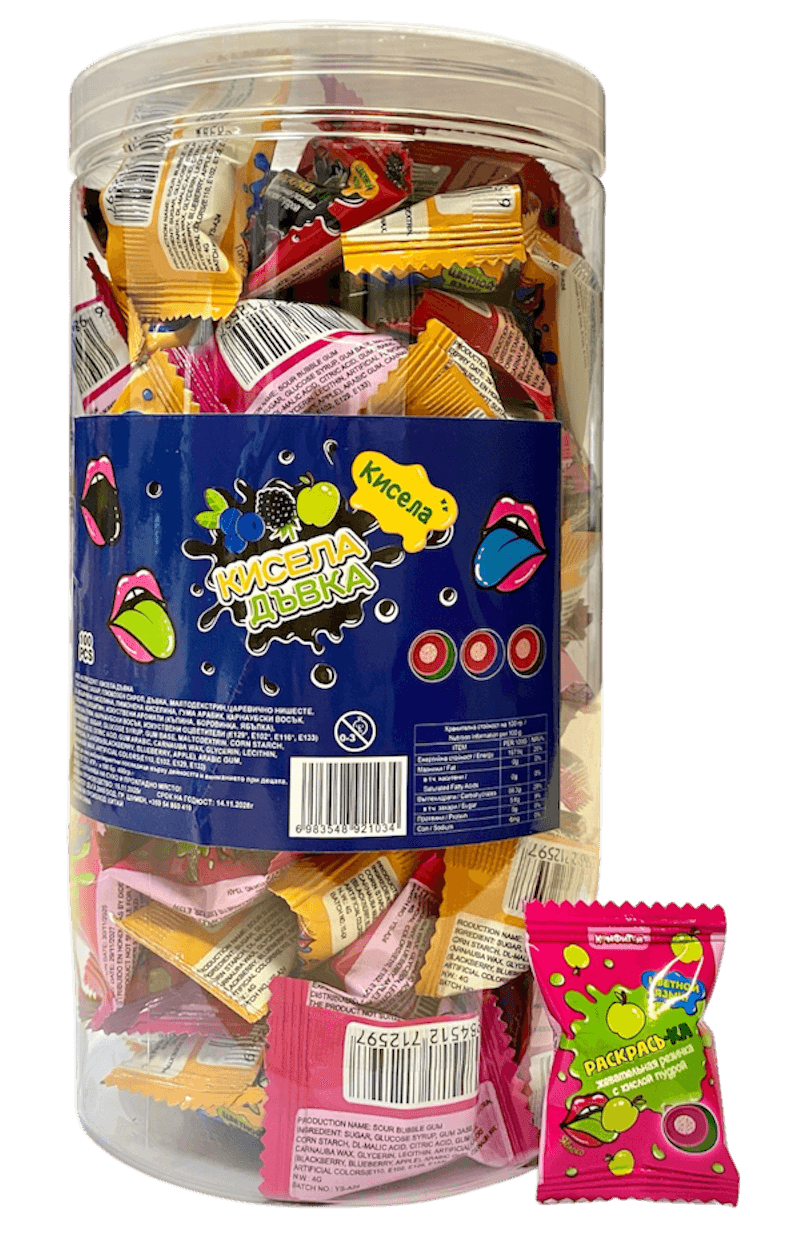 Sour Tongue-Painting Bubble Gum 4gr