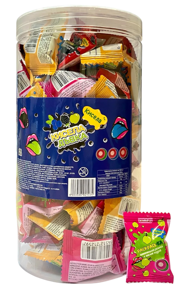 Sour Tongue-Painting Bubble Gum 4gr