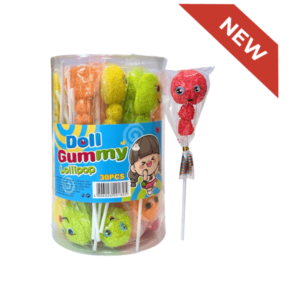 Smiling Doll Gummy Lollipop